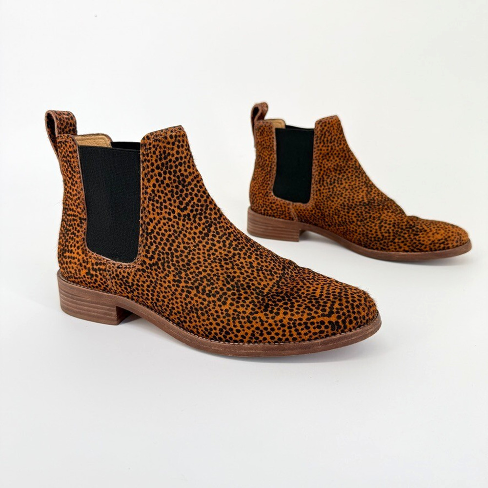 Madewell Womans Boot Ainsley Chelsea Spotted Calf Hair Size 7 Leopard Pony Flaw